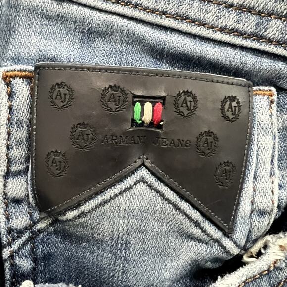 Armani Jeans Exchange Men's Skinny Distressed Blue Denim Jeans 30x32 - Picture 3 of 11